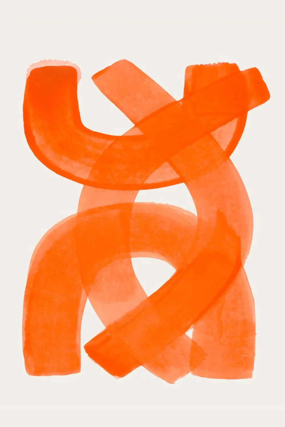 Tableau art abstrait mid century orange  imprimé sur toile 60x90 cm