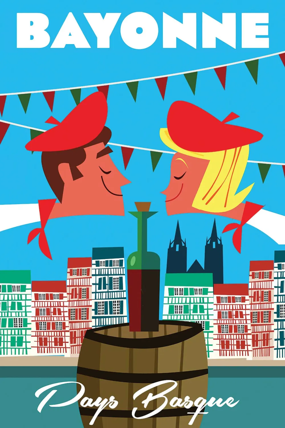 Tableau les fêtes du pays basque  imprimé sur toile 60x90 cm