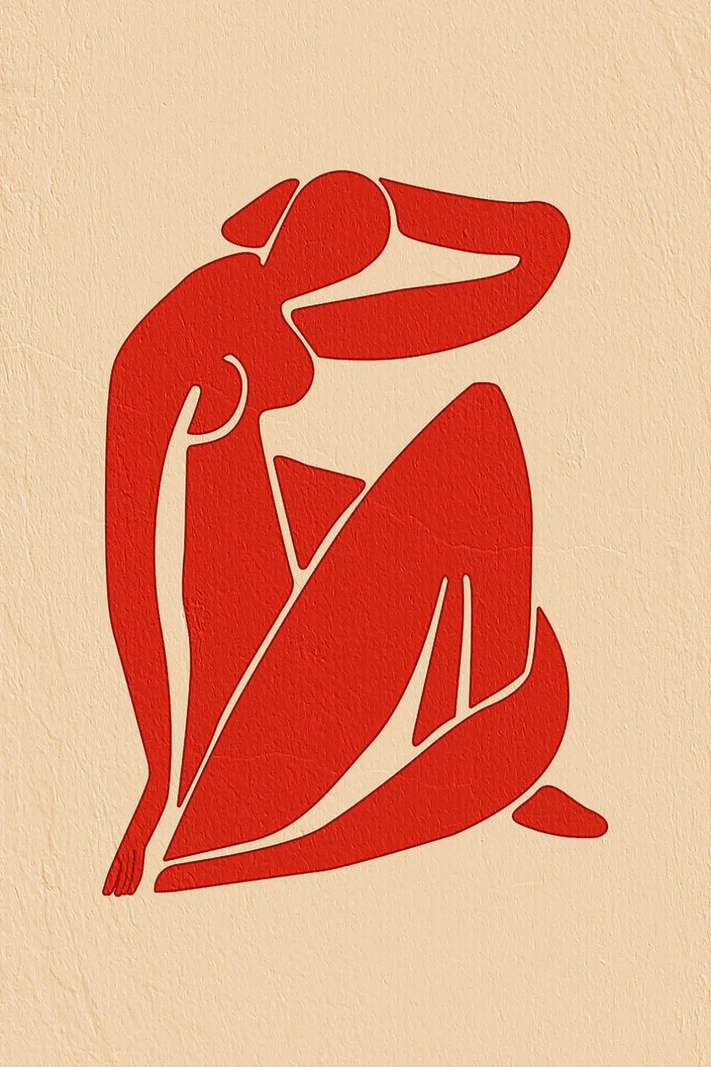 Tableau organique femme rouge  imprimé sur toile 60x90 cm
