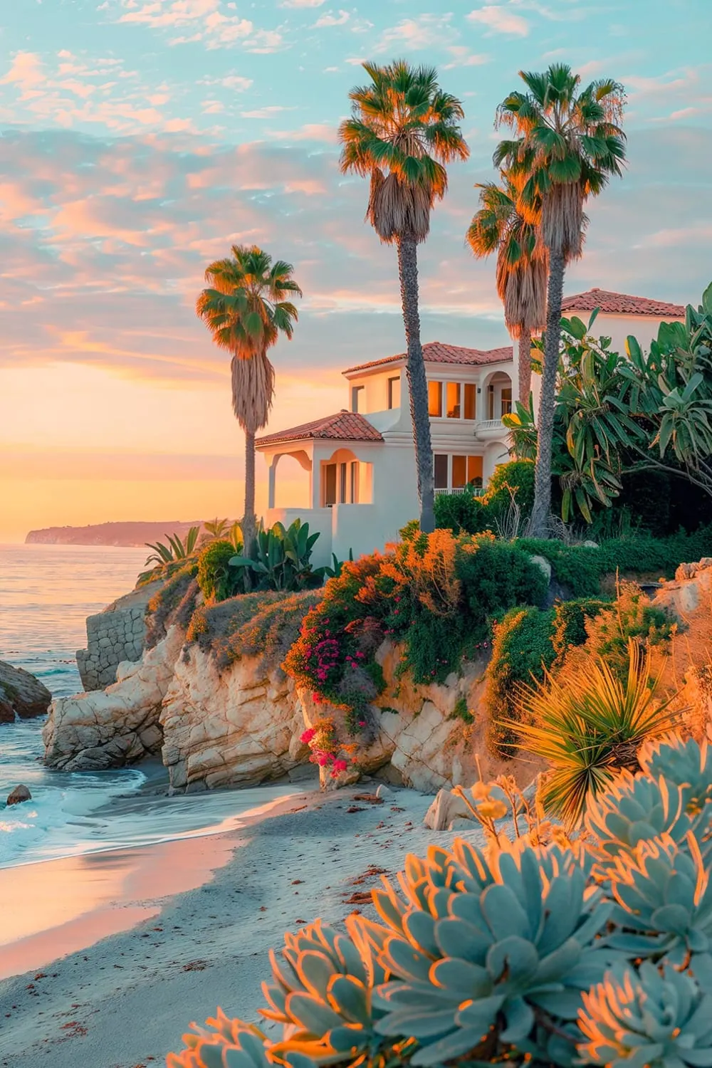 Tableau décorative maison sur laguna beach  imprimé sur toile 60x90 cm