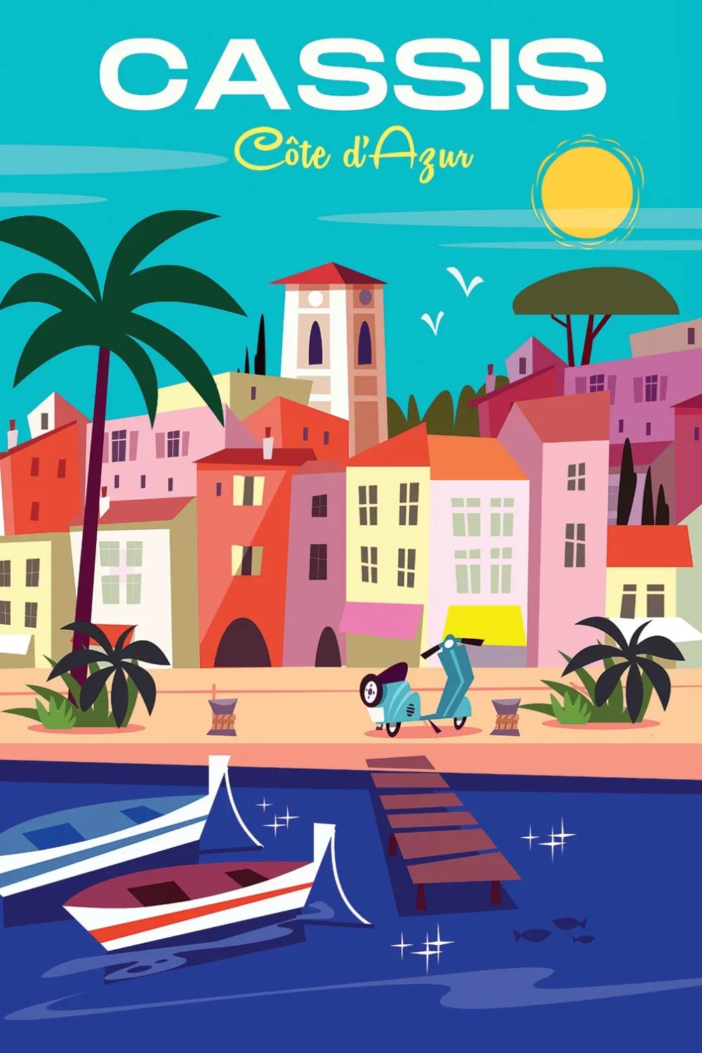 Tableau de provence cassis côte d'azur  imprimé sur toile 60x90 cm