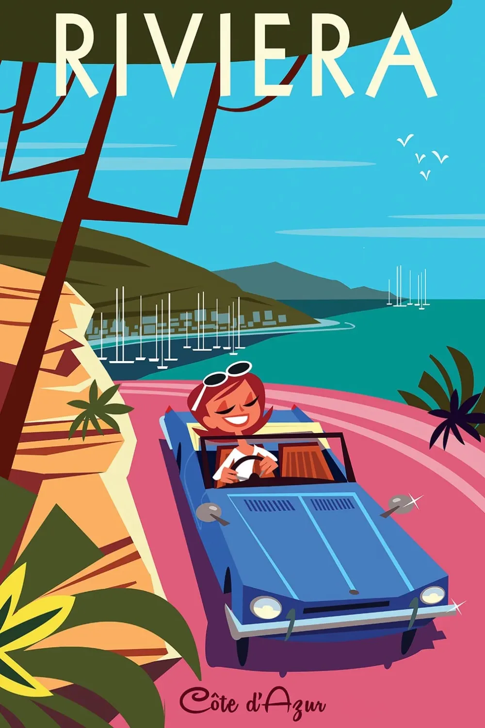 Tableau cote d'azur riviera  imprimé sur toile 60x90 cm