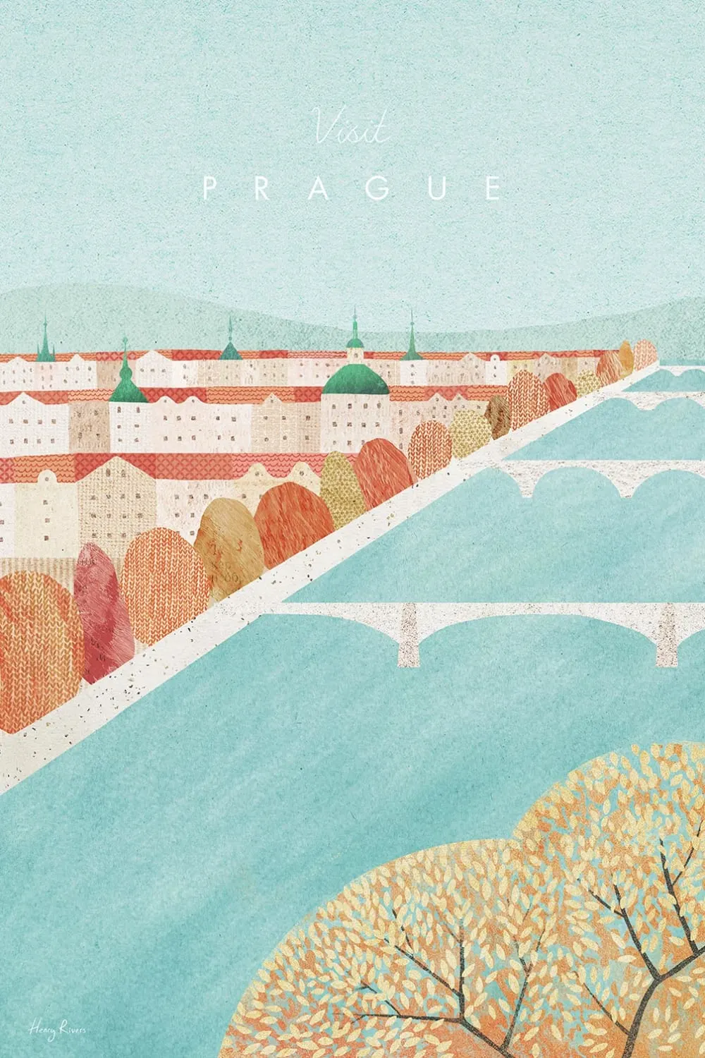 Tableau ville prague vintage  imprimé sur toile 60x90 cm