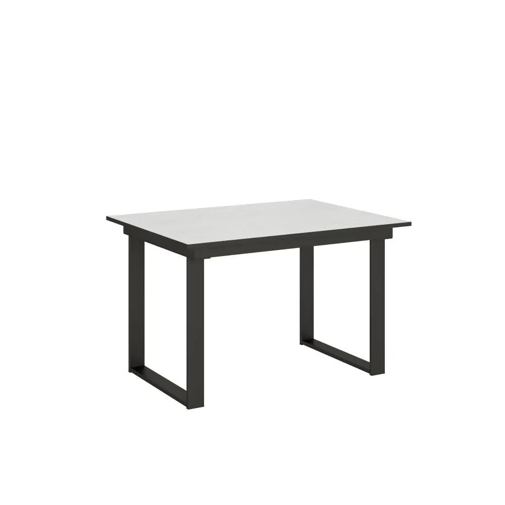 Table extensible effet bois frêne blanc 90x120/180 cm