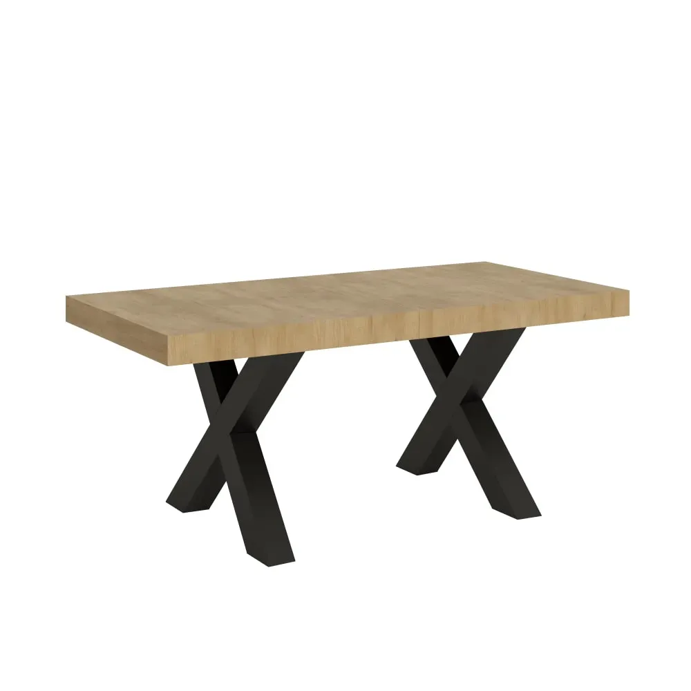Table extensible effet bois chêne nature 90x180/440 cm