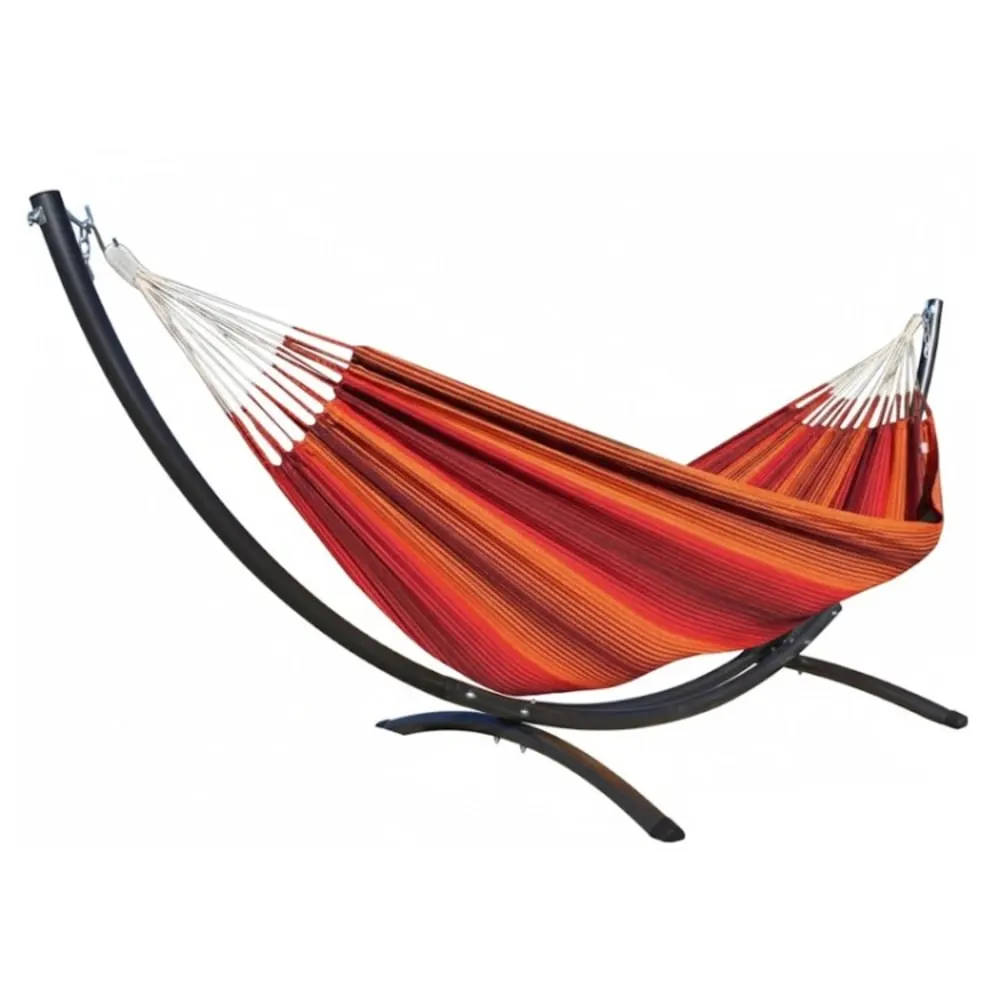 Hamac double en coton rouge avec un support en métal