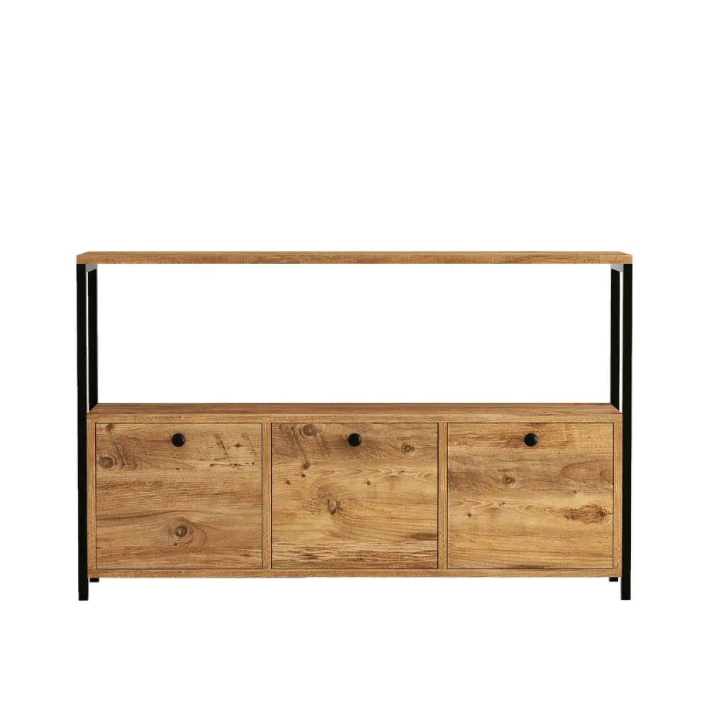 Buffet 3 portes style industriel bois-noir