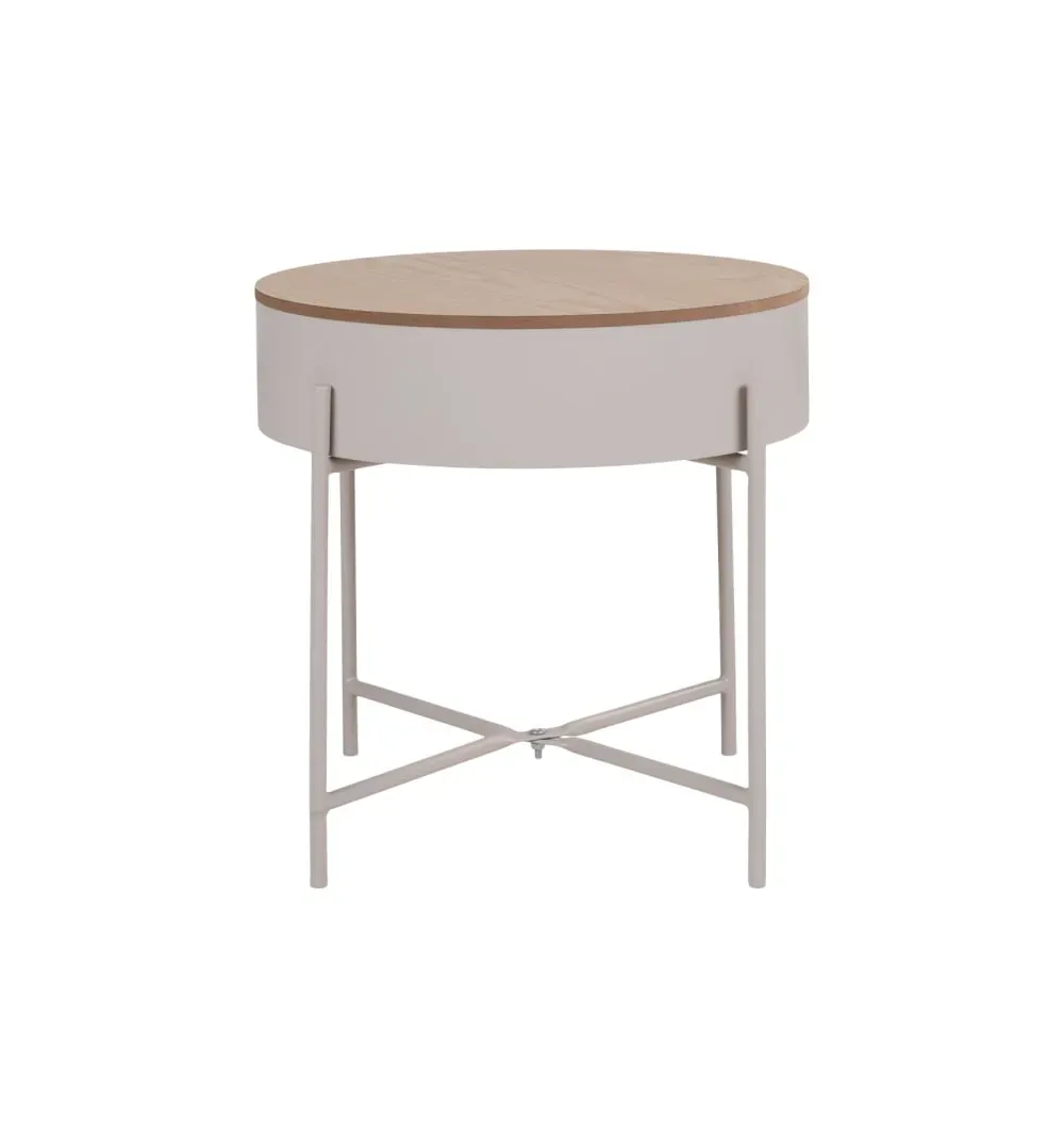 Table d'appoint en acier beige et bois naturel ø40 cm