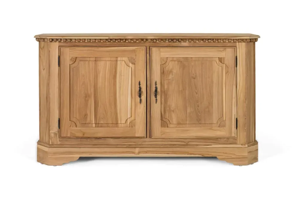 Buffet à 2 portes et 2 étagères intérieures en bois de teck 150 cm