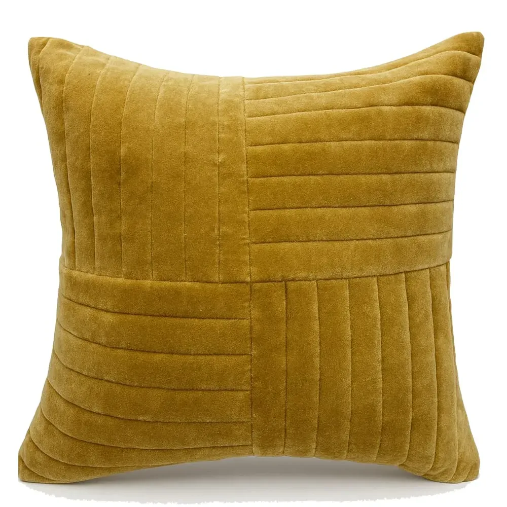 Coussin en coton velours jaune moutarde OEKO-TEX® 45 x 45