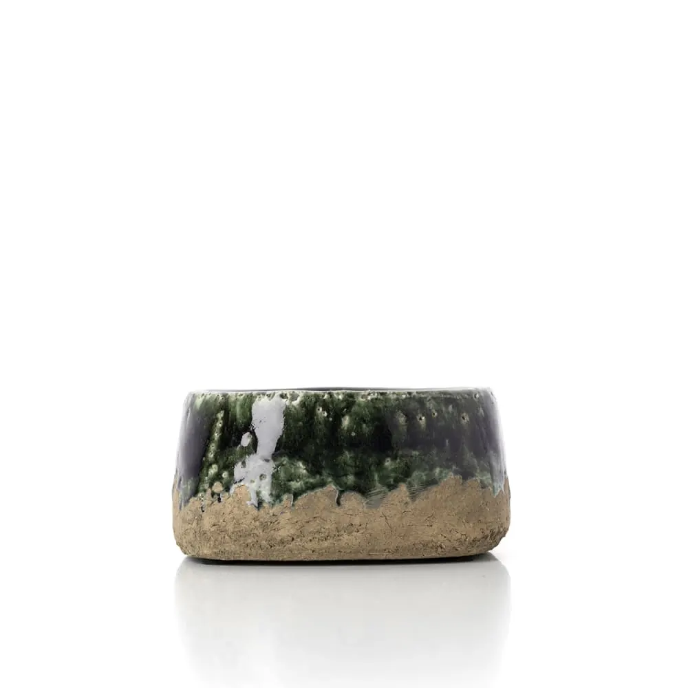 Cache-pot en céramique vert 16,5x16,5x8cm