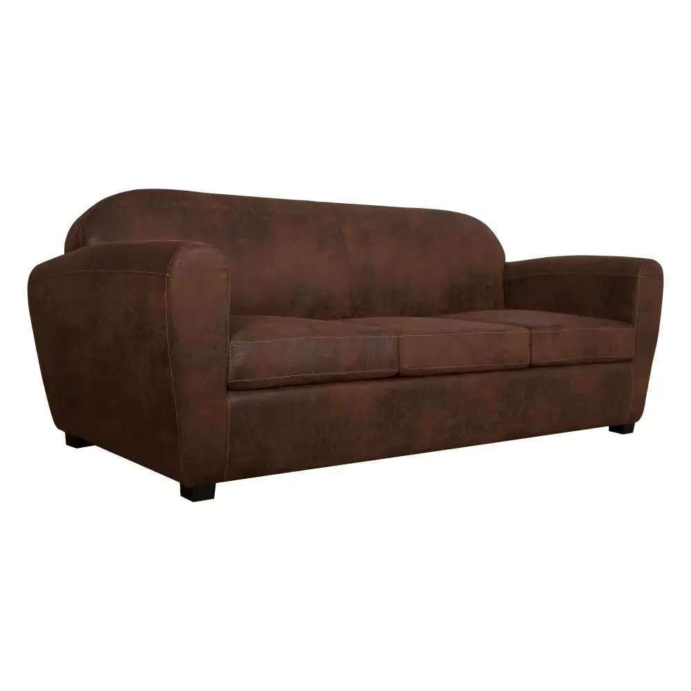 Canapé microfibre aspect cuir vieilli 4 places