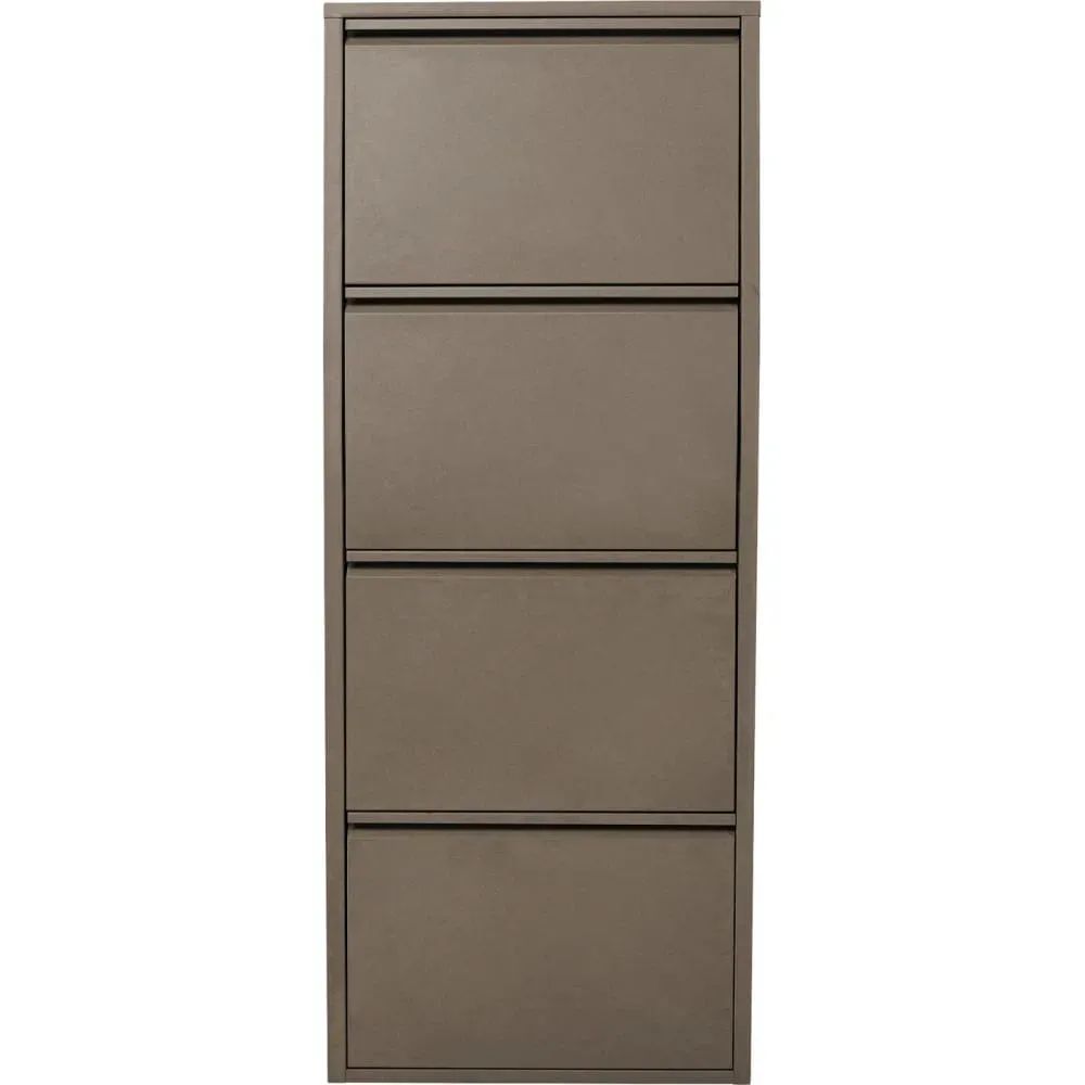 Casier à chaussures 4 tiroirs en acier taupe