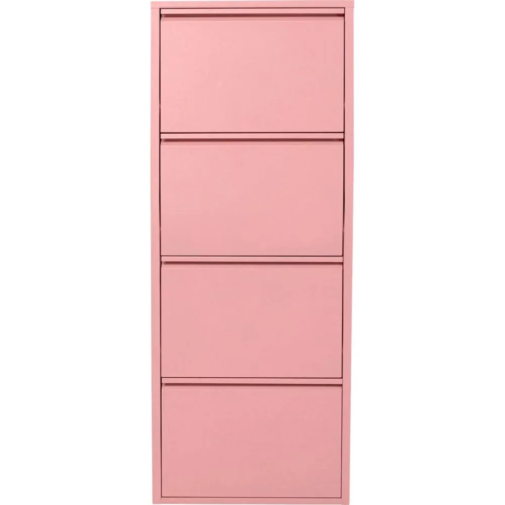 Casier à chaussures 4 tiroirs en acier rose