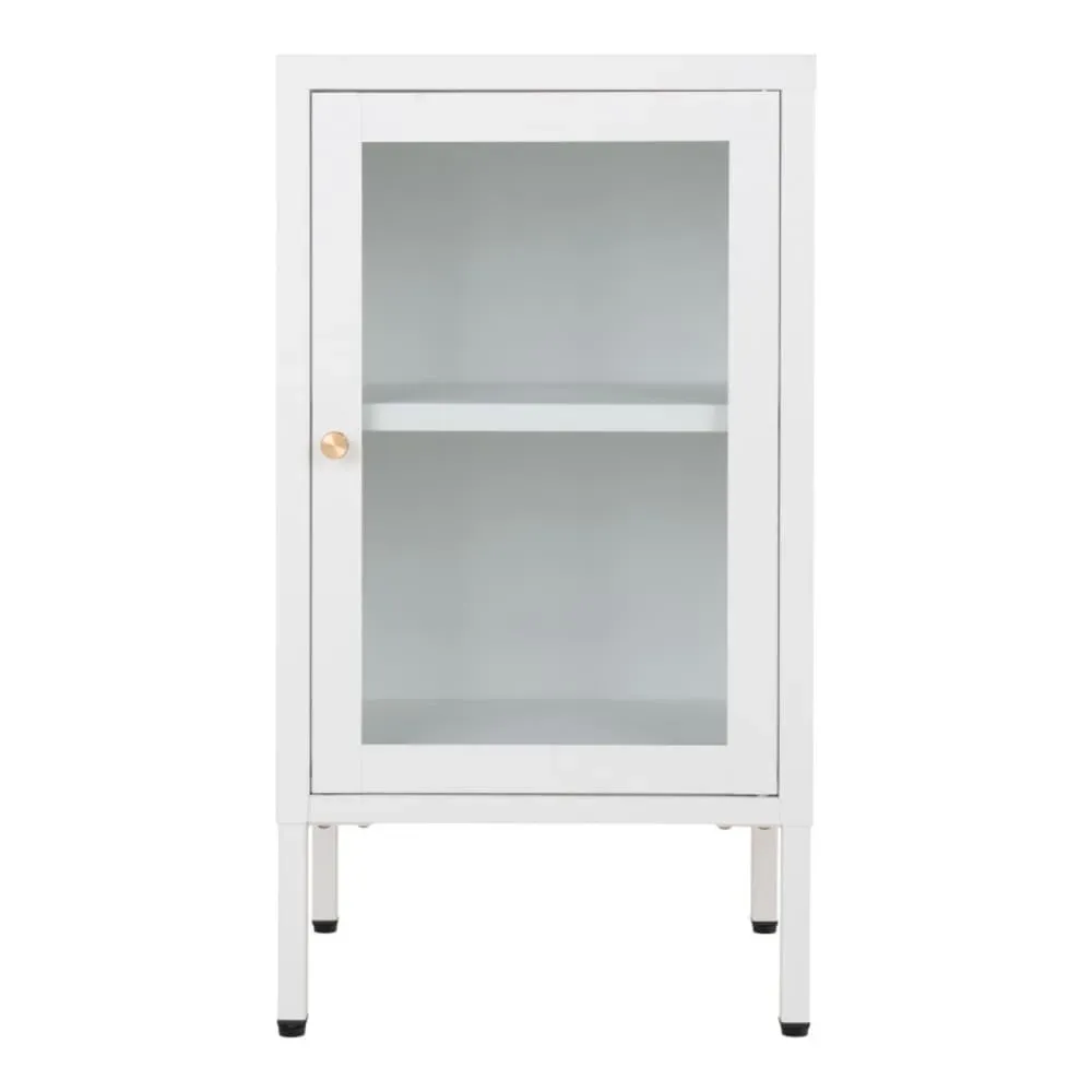 Rangement 1 porte vitrée métal blanc 38x70 cm