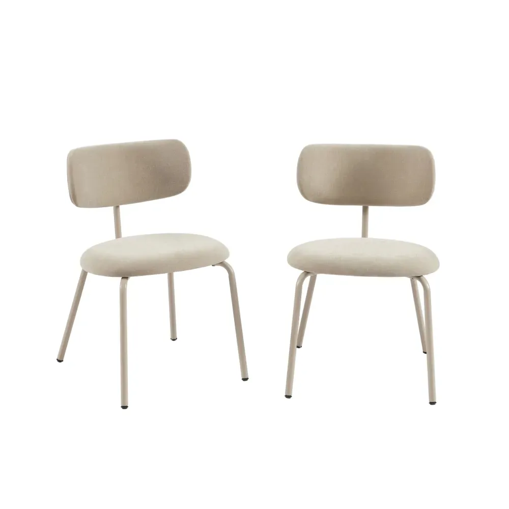 Lot de 2 chaises tissu et pieds métal taupe
