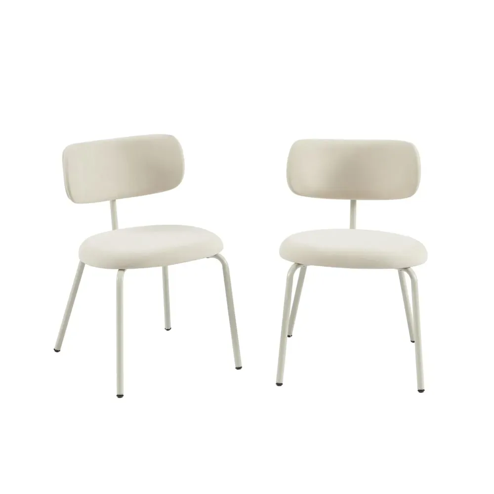 Lot de 2 chaises tissu et pieds métal beige sable