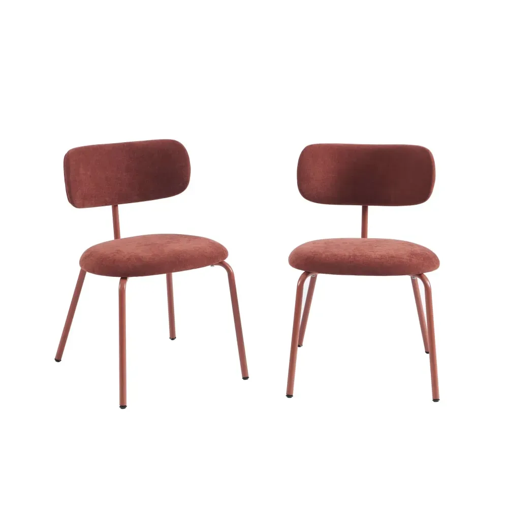 Lot de 2 chaises tissu et pieds métal terracotta