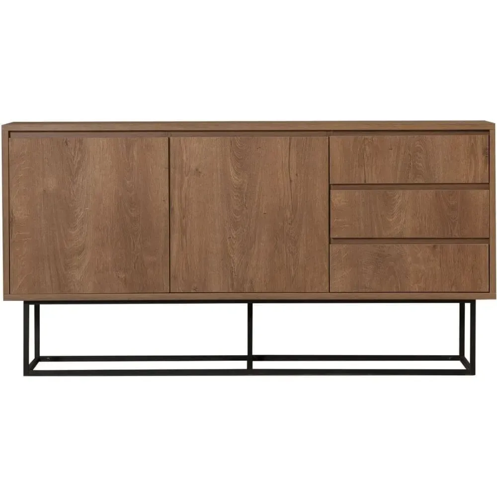 Buffet 2 portes 3 tiroirs effet Noyer 140 cm