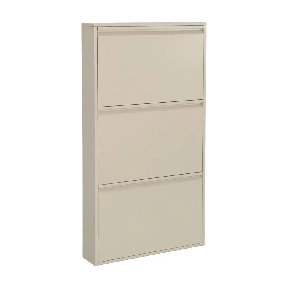 Meuble à chaussures métal crème 3 abattants, 9 paires