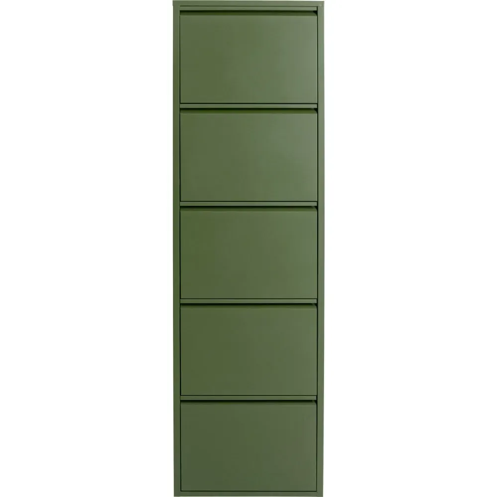 Casier à chaussures 5 tiroirs en acier vert olive