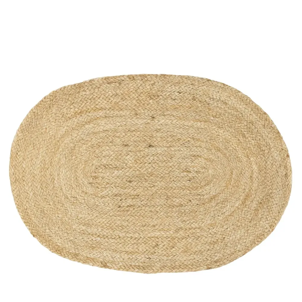 Tapis ovale en jute naturelle tissée 75 x 47 cm