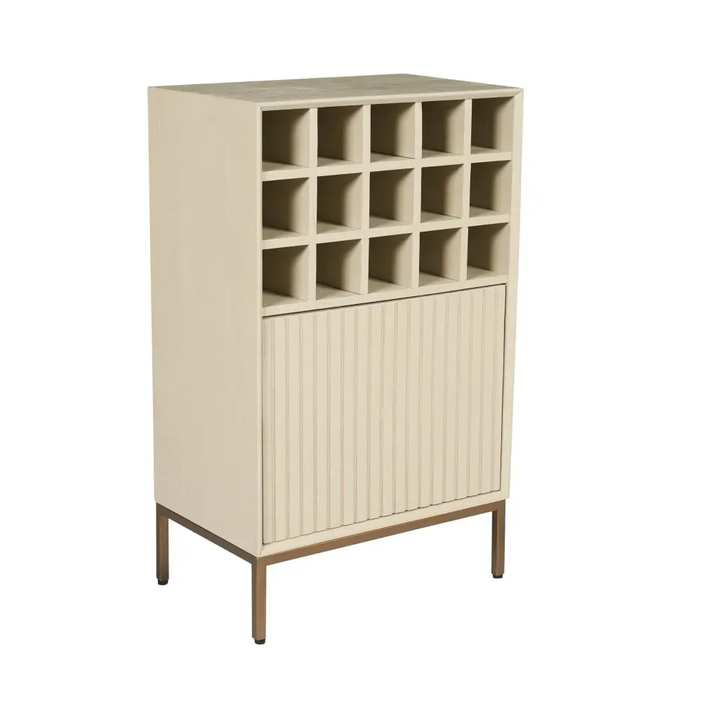 Meuble casier à bouteilles en bois beige 1 porte
