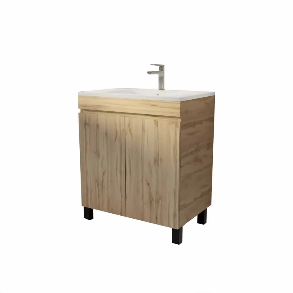 Meuble de salle de bains effet bois marron