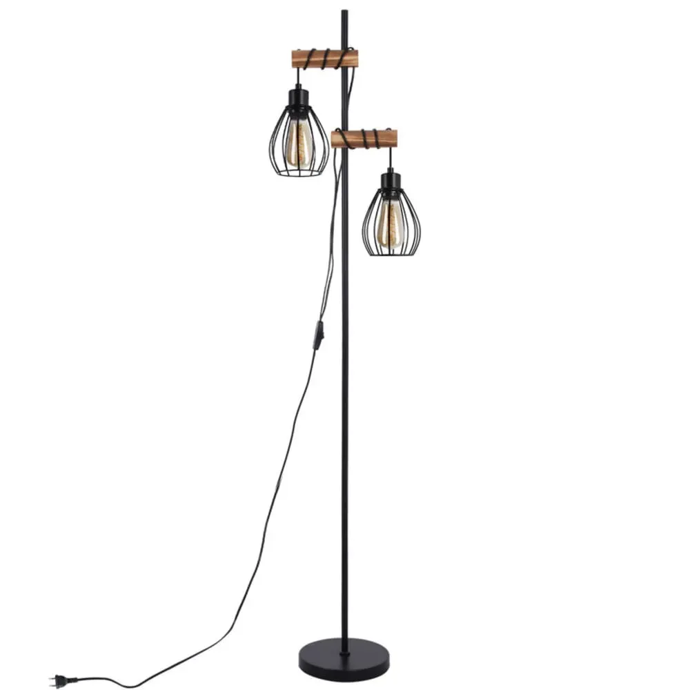 Lampadaire en métal, L:152 cm, noir
