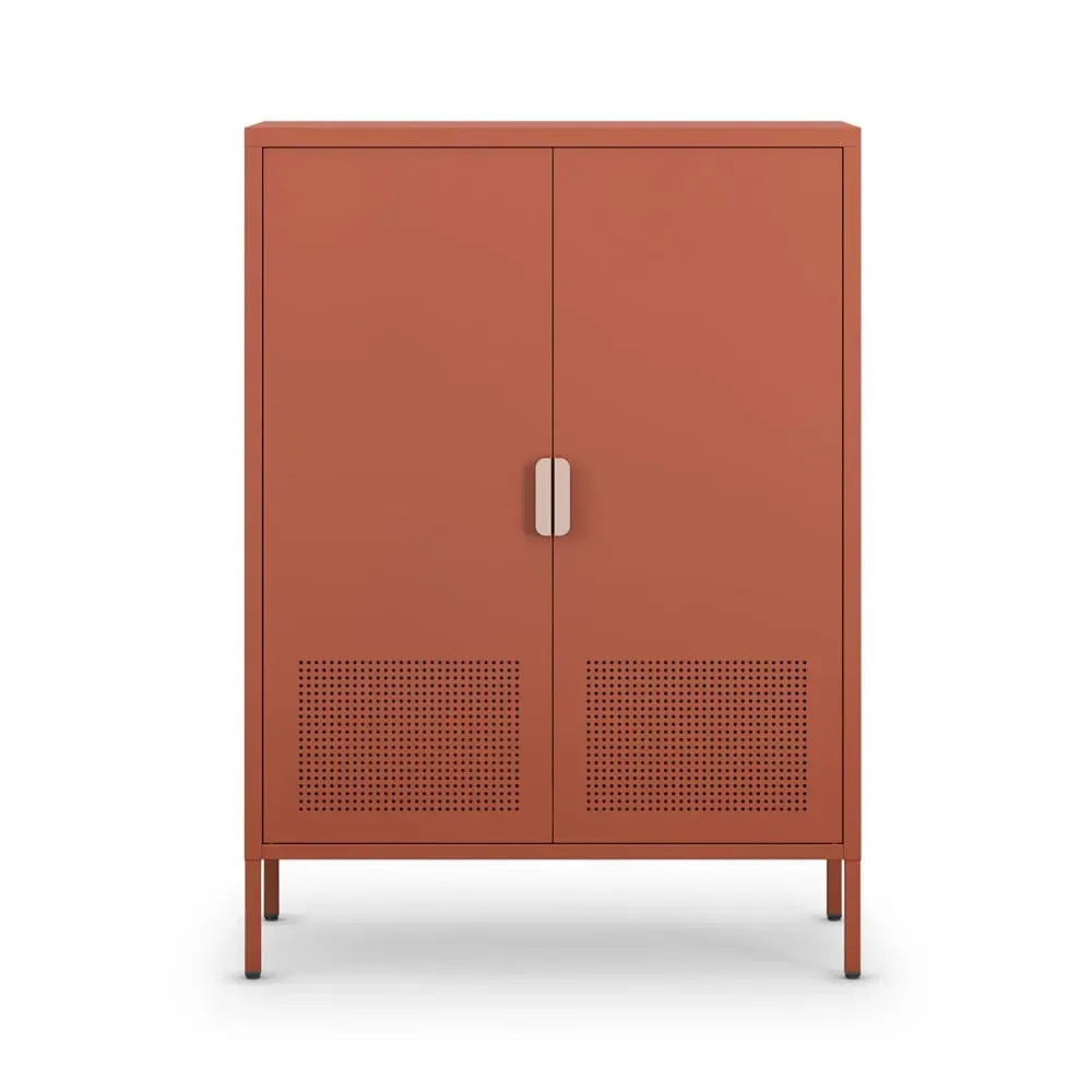 Buffet haut 2 portes en métal H110cm - Terracotta