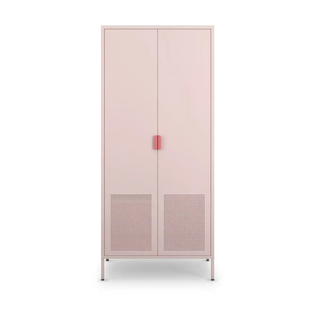 Armoire 2 portes en métal H180cm - Rose blush