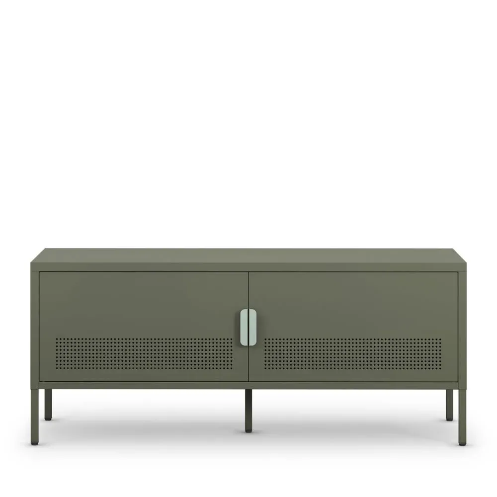 Meuble TV 2 portes en métal L120cm - Vert