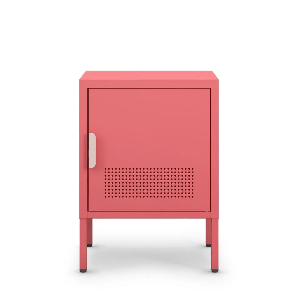 Table de chevet 1 porte en métal L40cm - Rose