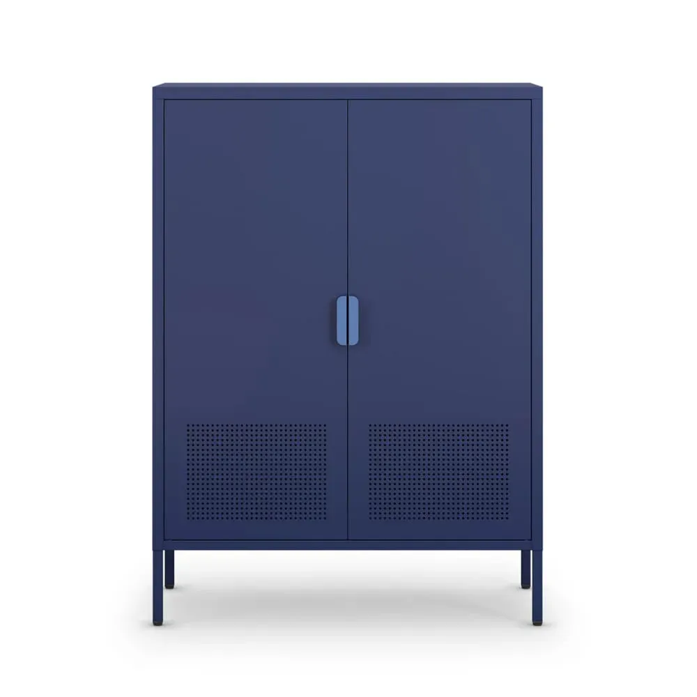Buffet haut 2 portes en métal H110cm - Bleu