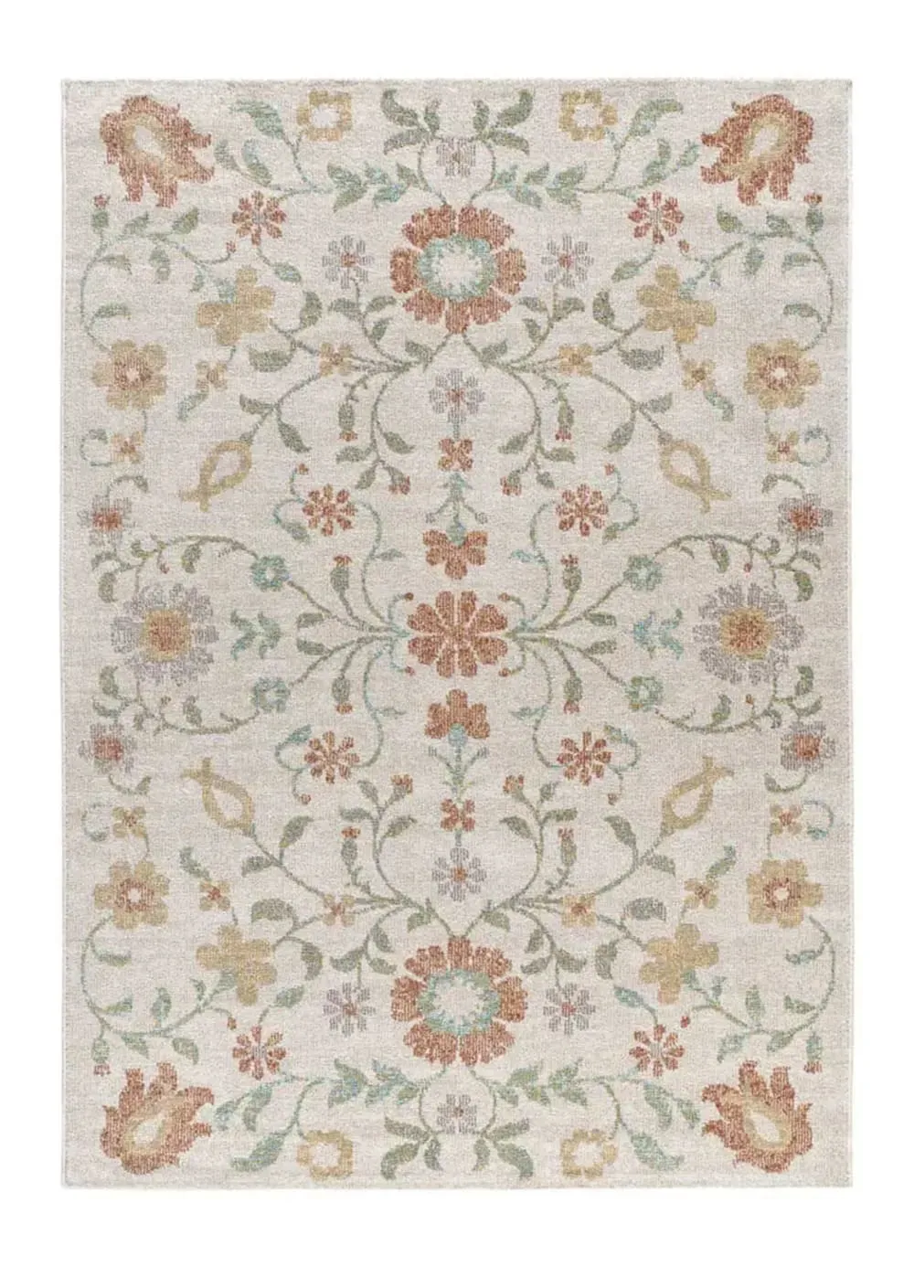 Tapis extérieur motifs floraux beige/multicolore 80x150 cm