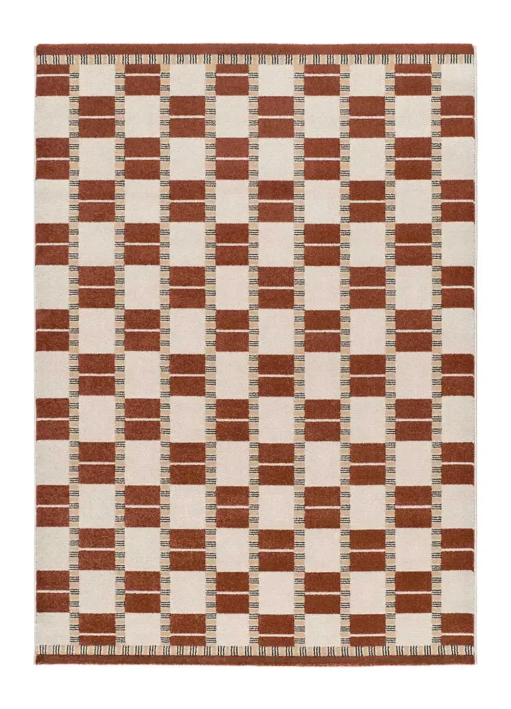 Tapis géométrique rouille/beige 133x190 cm