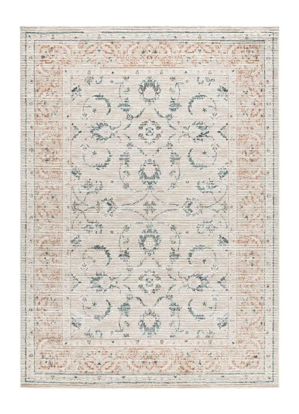 Tapis á relief vintage beige/rouille/bleu 192x290 cm