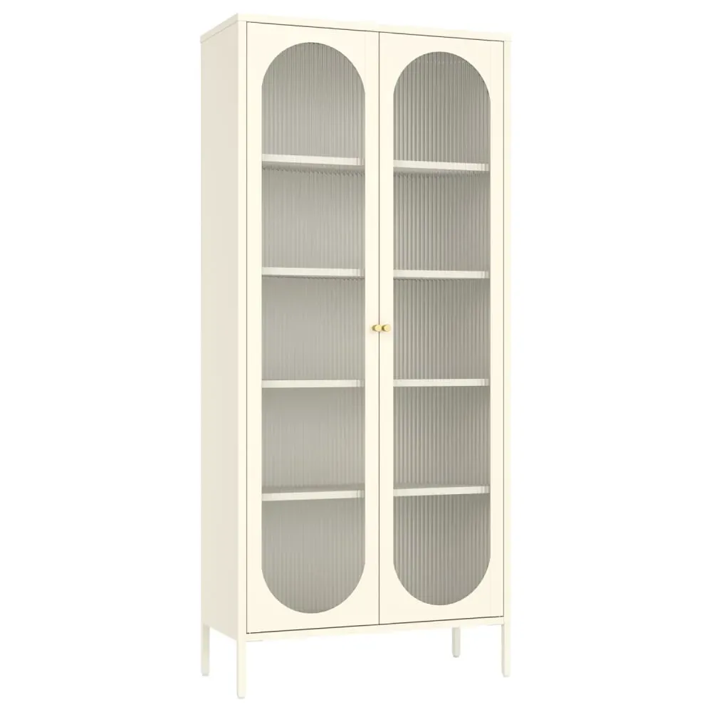 Armoire en métal blanc et verre 180cm