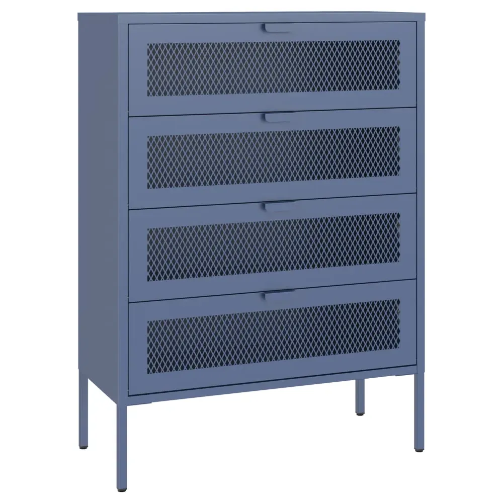 Meuble à chaussures 4 portes en métal bleu gris