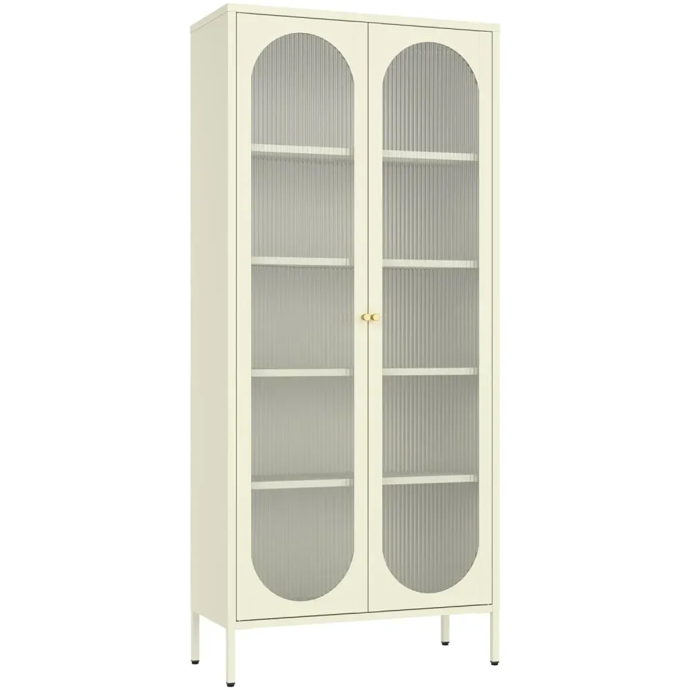 Armoire en métal vert tilleul et verre 180cm
