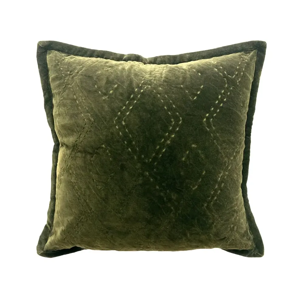 Coussin en coton velours vert OEKO-TEX® 45 x 45