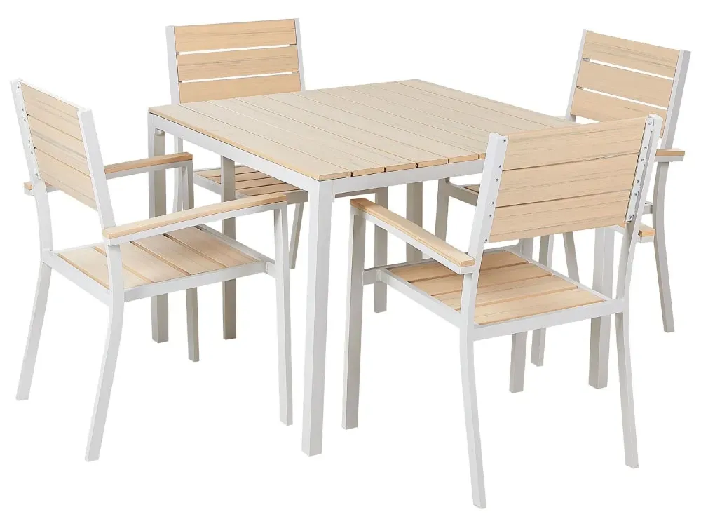 Set de salle à manger 4 personnes en bois synthétique beige