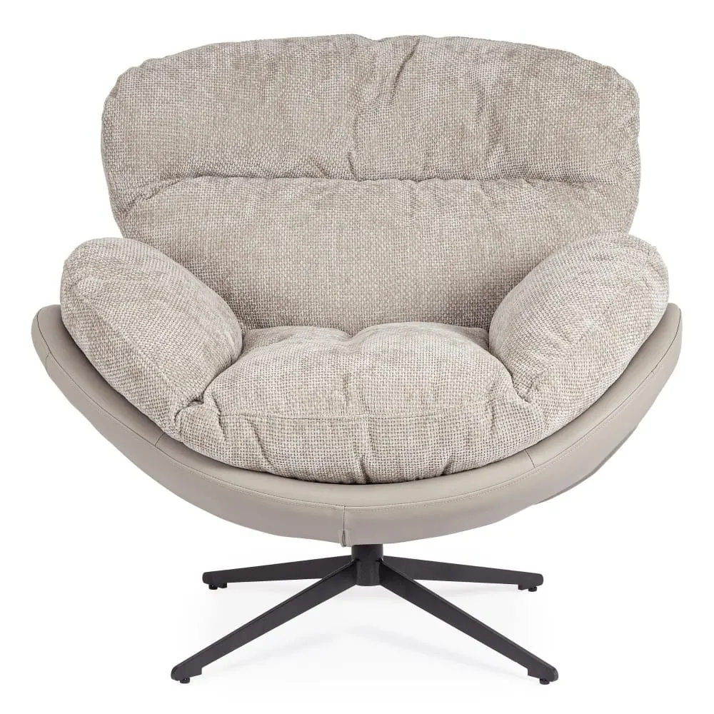 Fauteuil relax pivotant tissu/simili gris/taupe