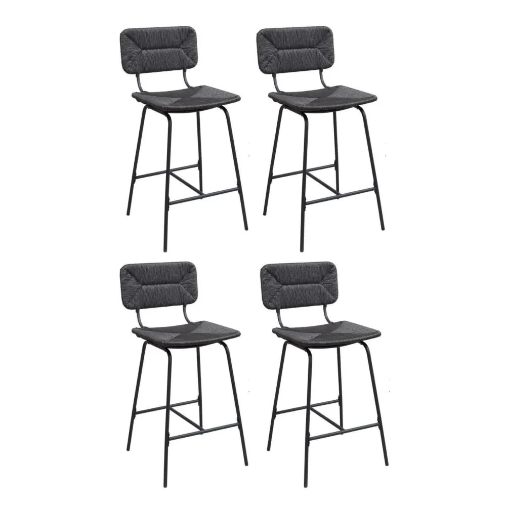 Lot de tabourets de bar et d'ilot  en métal et assise rotin 65cm