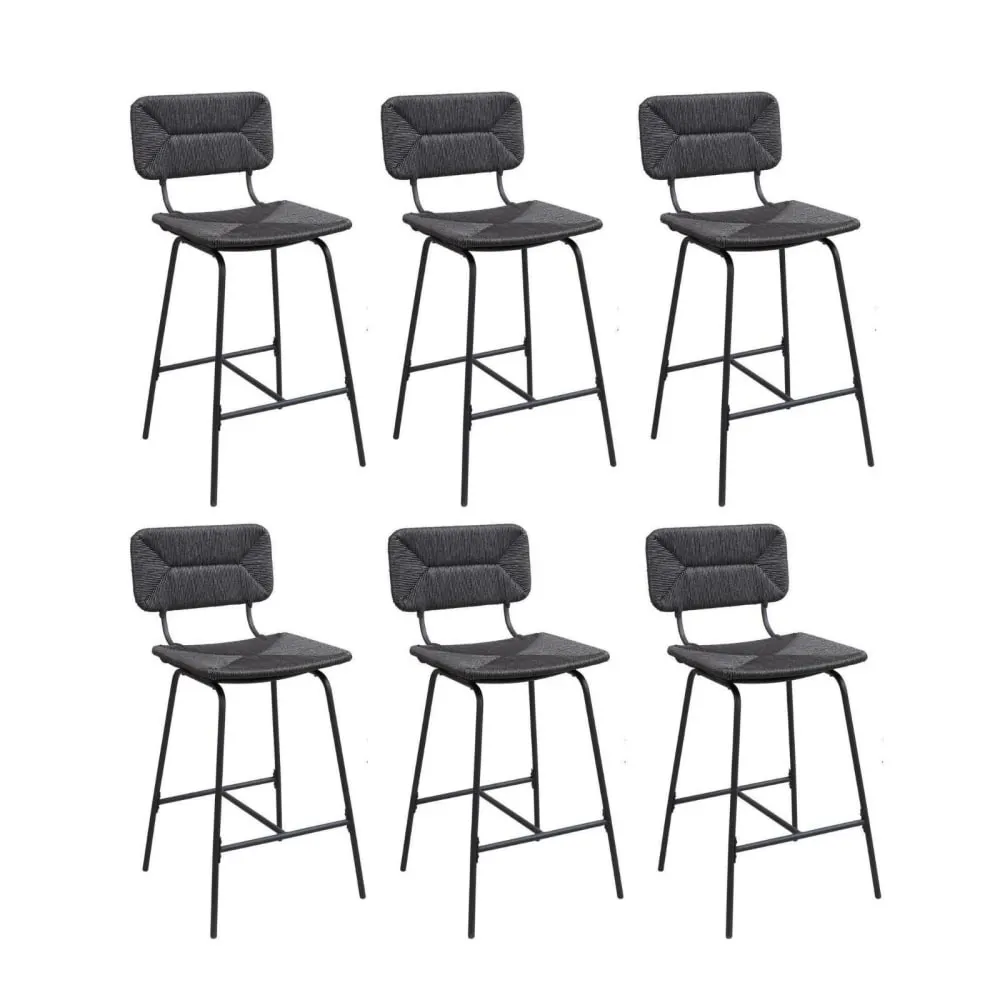 Lot de tabourets de bar et d'ilot  en métal et assise rotin 65cm