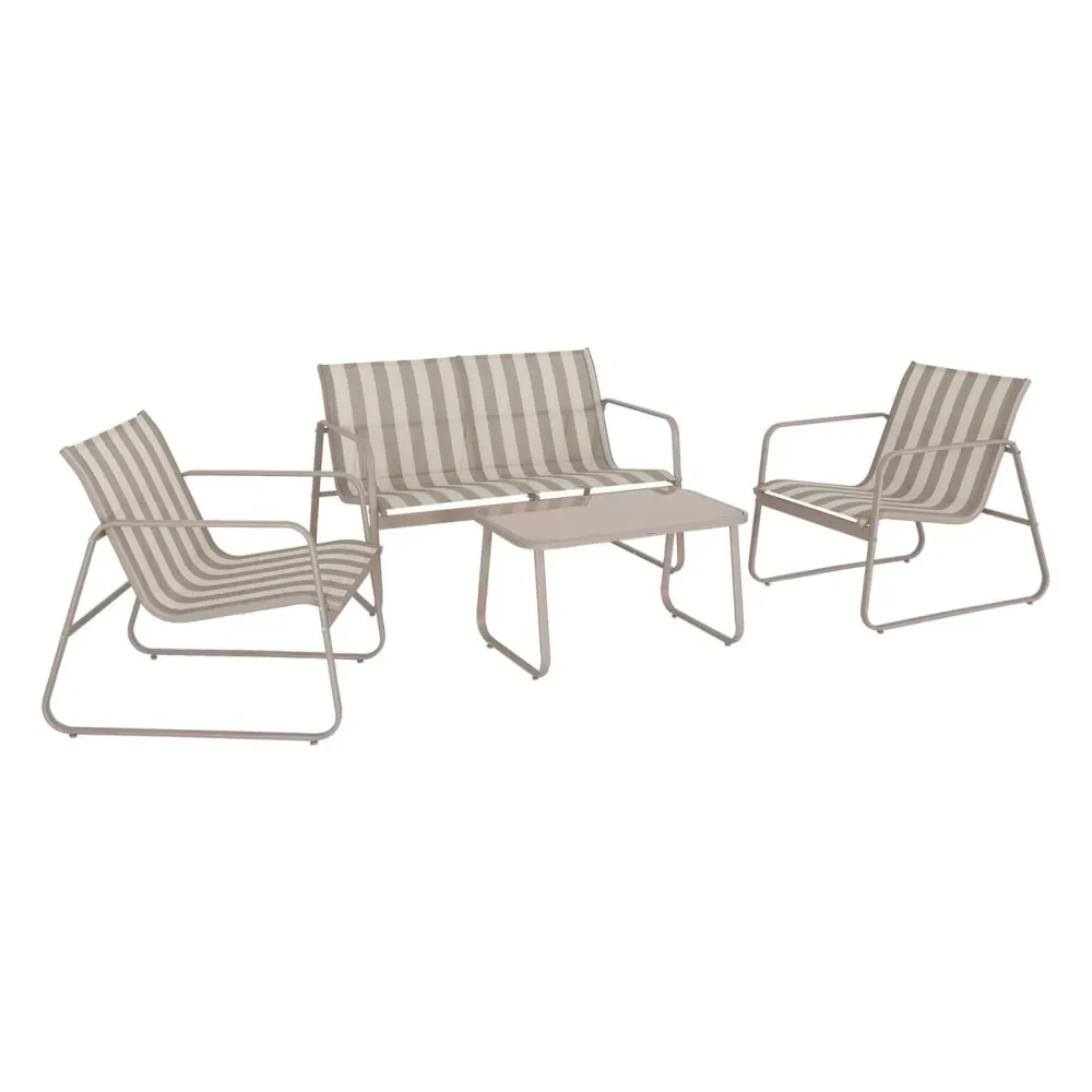 Salon de jardin en métal et textilène 4 places beige
