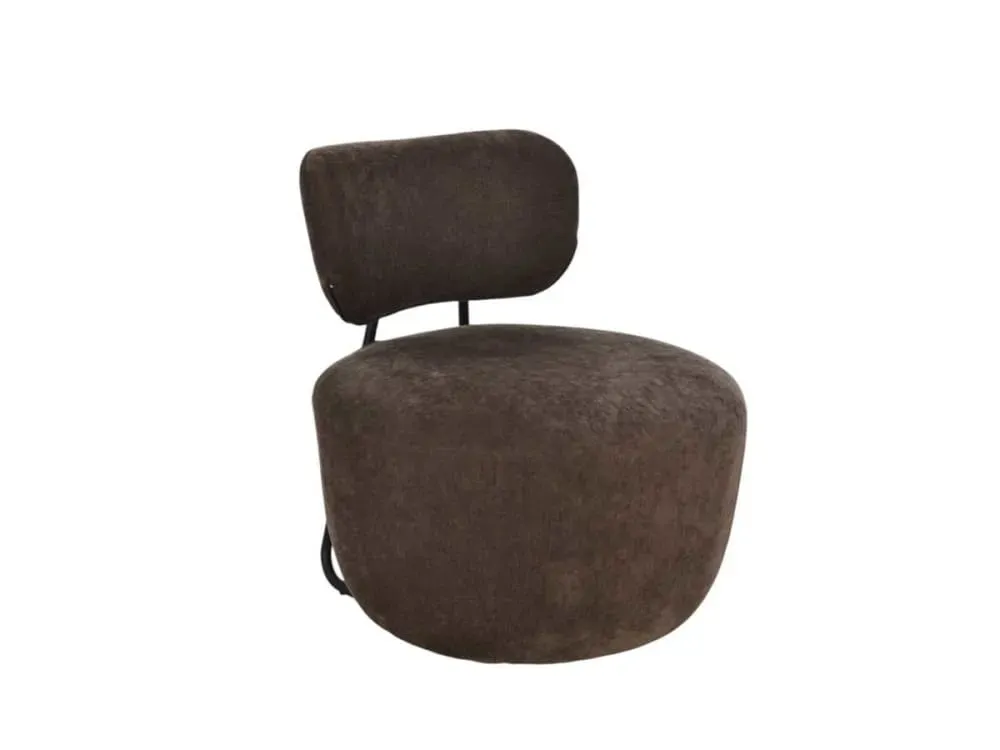 Fauteuil en tissu marron et métal au style contemporain