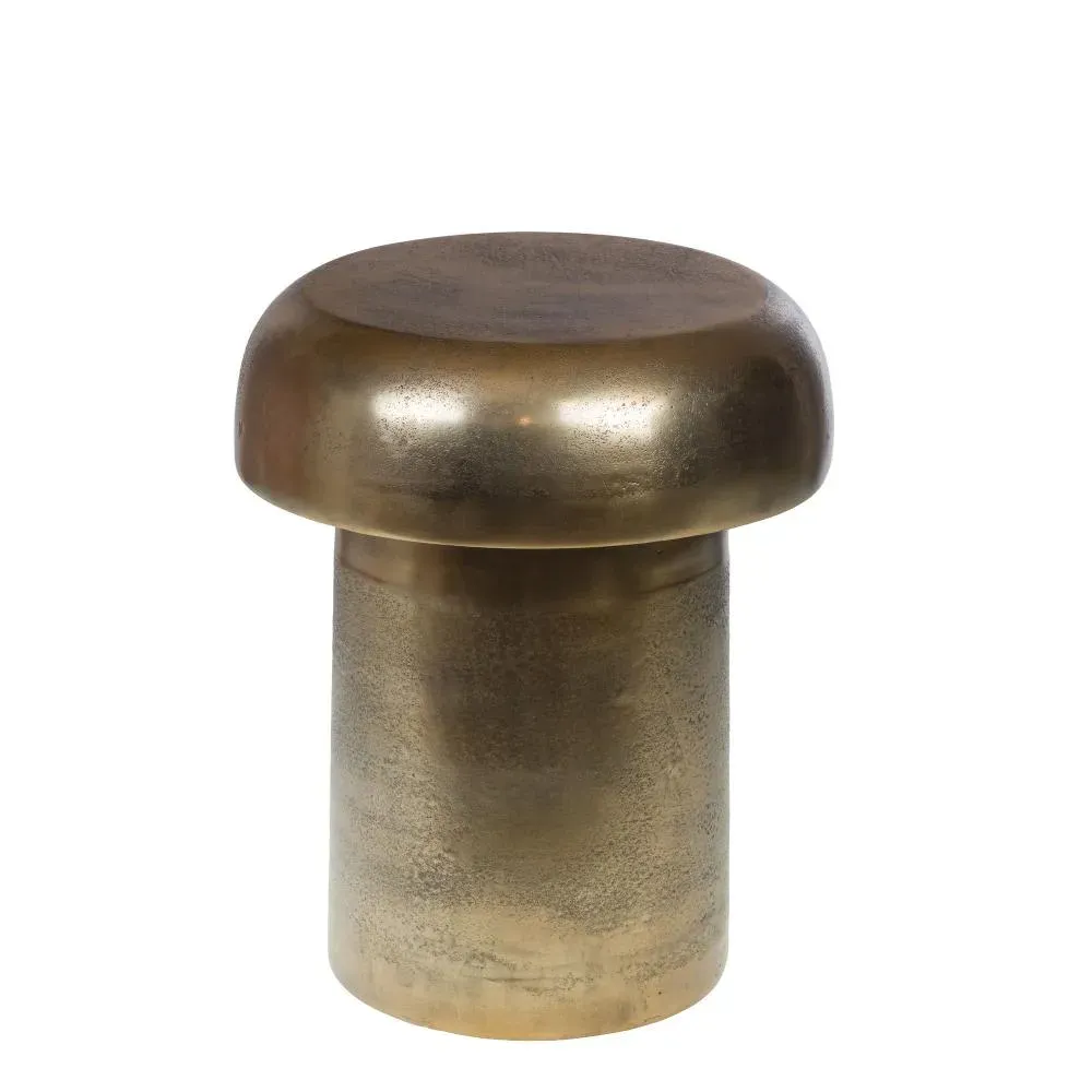 Bout de canapé champignon   jaune en aluminium