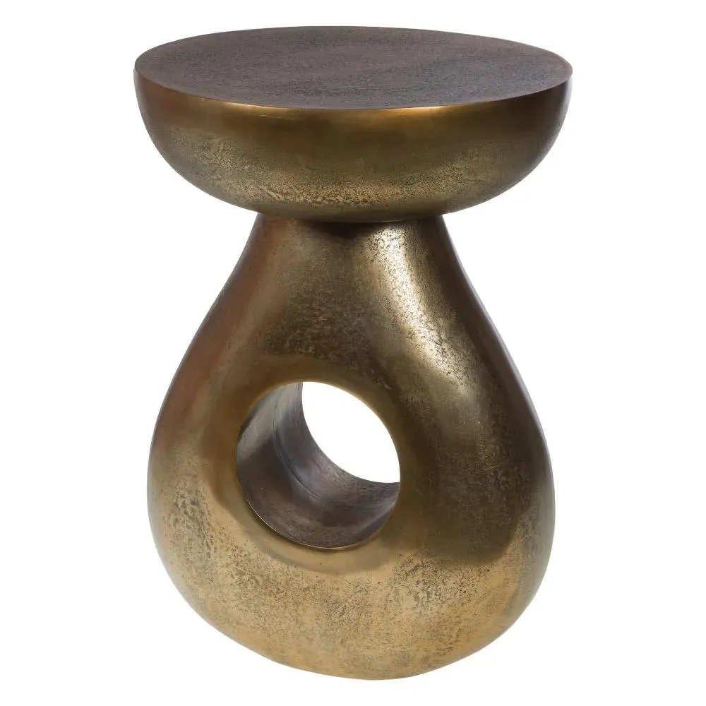 Bout de canapé Totem   jaune en aluminium