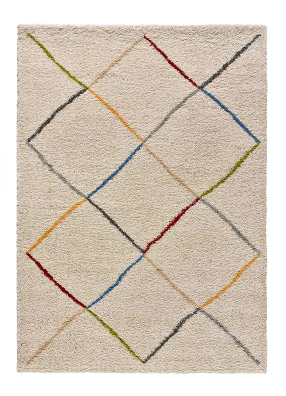 Tapis shaggy ethnique blanc/multicolore 190x280 cm